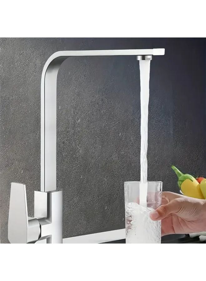 Single Hole Kitchen Bathroom Sink Faucet Hot Cold Dual Control Splash Proof Rotating Spout - Image 1